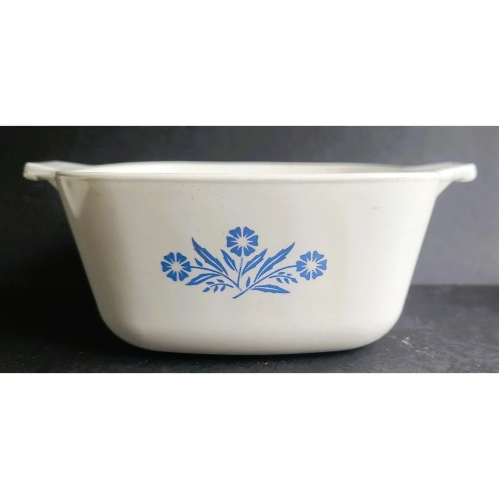 Vintage Corning Ware Blue‎ Cornflower Casserole Dish White Square Baking Pan
